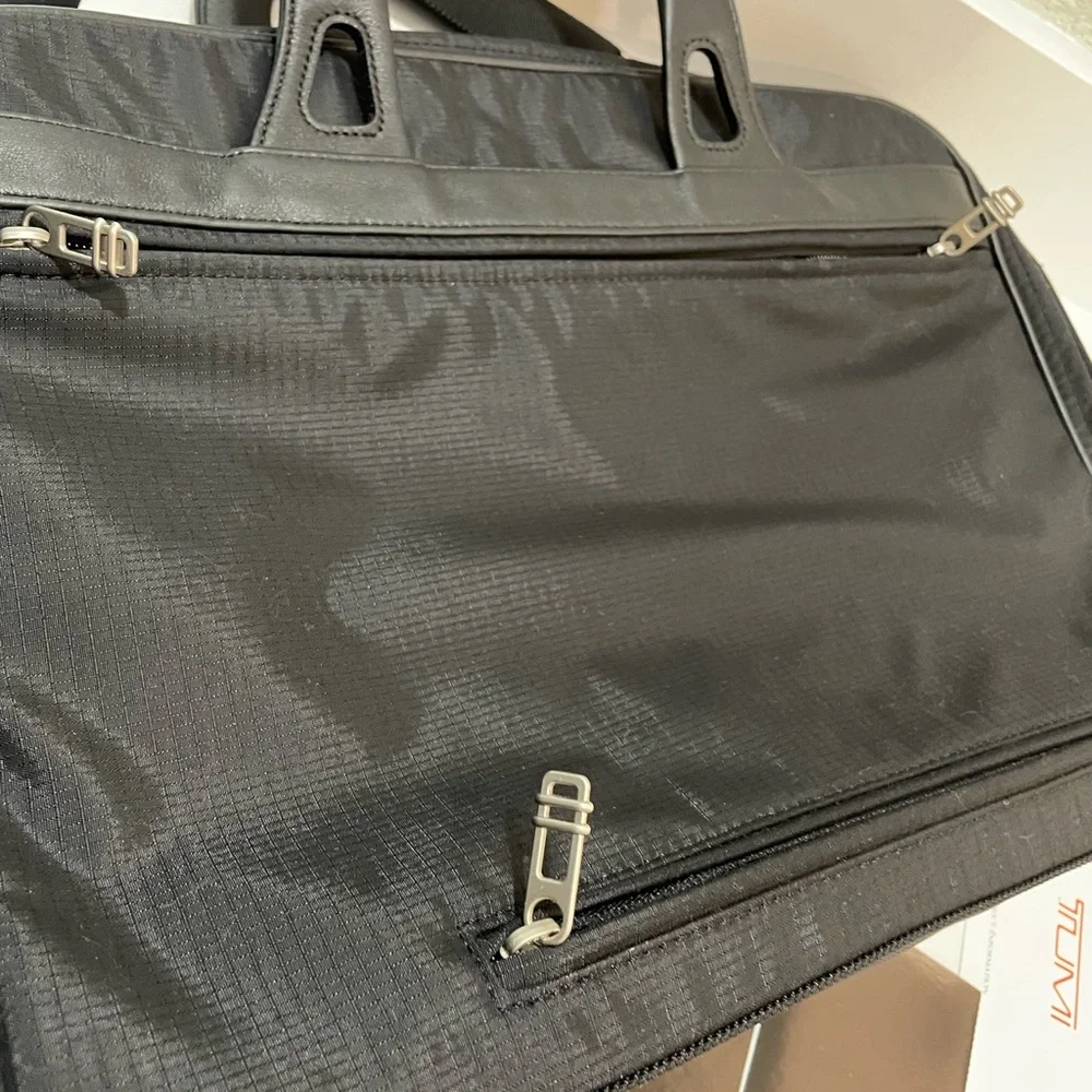 Tumi Double Zip Leather Trimmed Travel Briefcase